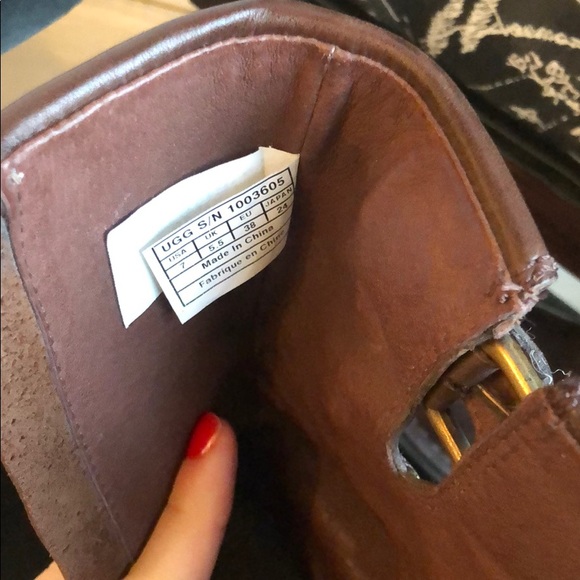 UGG Brown Boots Gold Stud Leather with Shearling Warm Footbed Size EUR 38 US 7.5 - Picture 5 of 5